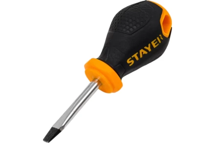 Отвертка STAYER &quot;MASTER&quot;, двухкомпонентная рукоятка, магнитный наконечник, &quot;STUBBY&quot; ( бочка ), SL4,7x38мм 2509-38-4.7_z03 купить в Челябинске