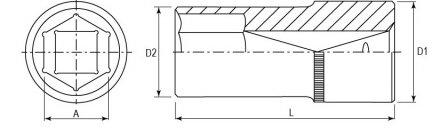 Головка торцевая глубокая 1/2&quot;DR 12 мм S04HD4112 Jonnesway 47235 купить в Челябинске