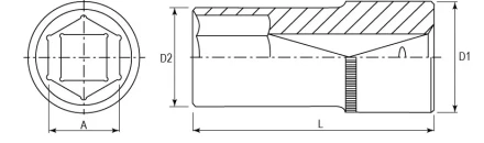 Головка торцевая глубокая 1/2"DR 12 мм S04HD4112 Jonnesway 47235 купить в Челябинске