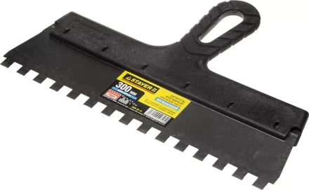 Шпатель STAYER &quot;PROFESSIONAL&quot; нержавеющий зубчатый с пластмассовой ручкой, 300мм, зуб 10х10мм 1009-30-10 купить в Челябинске