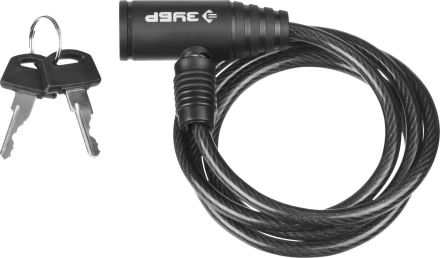 Замок ЗУБР &quot;СТАНДАРТ&quot;, тросовый, 2 ключа в комплекте, длина троса 650мм, d 6мм 37269-65 купить в Челябинске