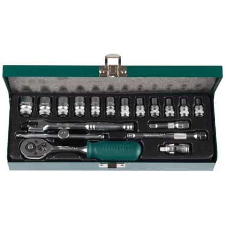Набор торцовых головок KRAFTOOL &quot;INDUSTRIE QUALITAT&quot; (1/4&quot;) универсальный, Cr-V, металлический кейс, 18 предметов 27890-H18_z01 купить в Челябинске