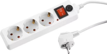 Сетевой фильтр STAYER &quot;STANDARD&quot; электрический, 3 гнезда, макс. мощн. 2200 Вт, 1.5м 55065-1.5 купить в Челябинске