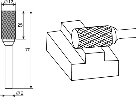 Борфреза Цилиндрическая A 6х12 Энкор 21701 купить в Челябинске