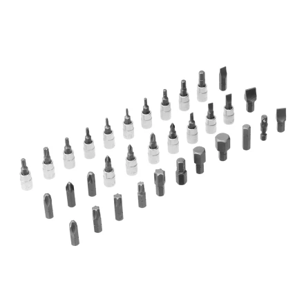 Набор инструментов Denzel, 1/2&quot;, 1/4&quot;, CrV, S2, пластиковый кейс, 82 предмета 15809 купить в Челябинске