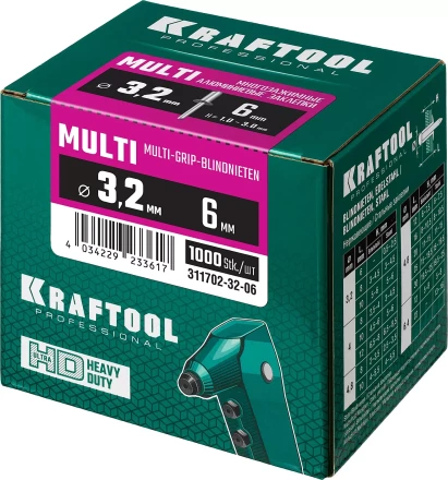 Заклепки многозажимные KRAFTOOL 311702-32-06 купить в Челябинске