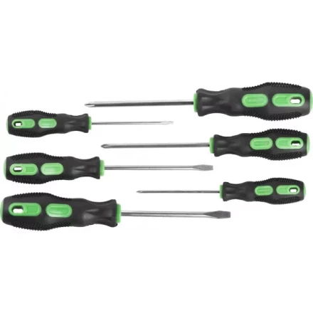 Набор URAGAN: Отвертки с двухкомпонентной рукояткой, SL3x75, 5x100, 6x100. PH0x75, 1x100, 2x100, 6 предм 25188-H6 купить в Челябинске