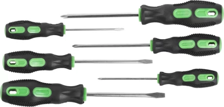 Набор URAGAN: Отвертки с двухкомпонентной рукояткой, SL3x75, 5x100, 6x100. PH0x75, 1x100, 2x100, 6 предм 25188-H6 купить в Челябинске