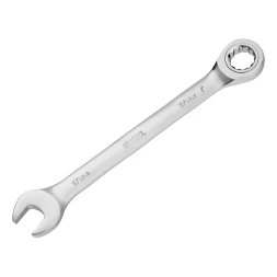 Ключ комбинированный трещоточный, 17 мм, CrV, матовый хром// Denzel 14711