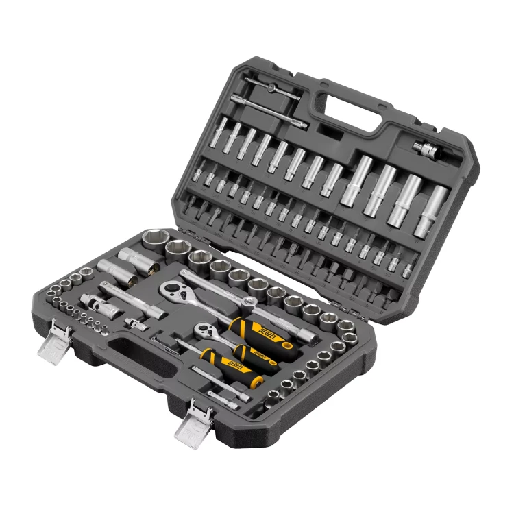 Набор инструментов Denzel 15813, 1/2", 1/4", CrV, S2, пластиковый кейс, 94 предмета купить в Челябинске