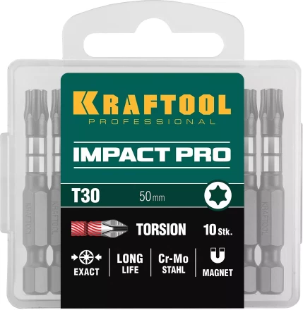 Биты для ударных шуруповертов KRAFTOOL Impact Pro TX 26195-30-50-S10 купить в Челябинске