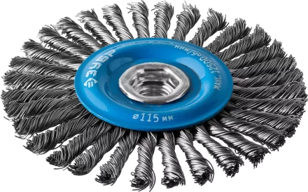 ЗУБР "ПРОФЕССИОНАЛ". Щетка дисковая для УШМ, плетеные пучки стальной проволоки 0,5мм, 115ммхМ14 35192-115_z02 купить в Челябинске