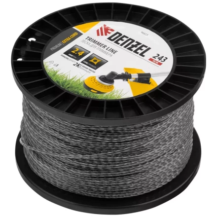 Леска для триммера двухкомпонентная витой квадрат, 2,4мм х 243м, на DIN катушке EXTRA CORD// Denzel 96823 купить в Челябинске