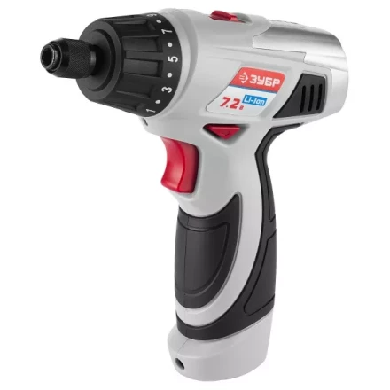Шуруповерт ЗУБР 2-х скор,Li-Ion,реверс,15+1,зарядка 3-5ч,10мм,0-160 и 0-320об/мин,1,5А/ч,7,2В,набор бит,в блистере ЗДА-7.2-Ли Б купить в Челябинске