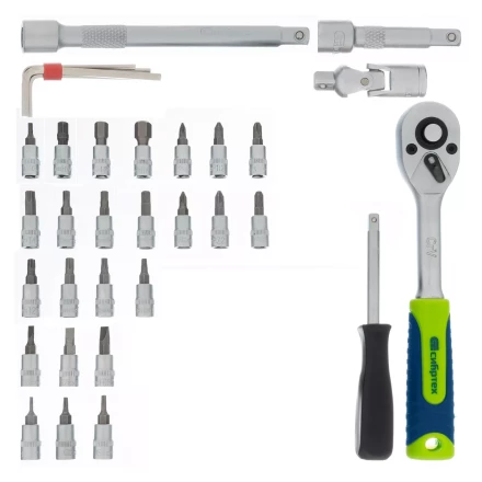 Набор инструментов Сибртех 13399, 1/4&quot;, пластиковый кейс 56 предметов купить в Челябинске