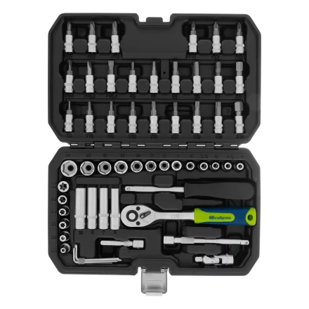 Набор инструментов Сибртех 13399, 1/4&quot;, пластиковый кейс 56 предметов купить в Челябинске