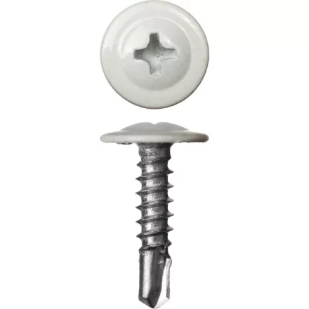 Саморезы ЗУБР с прессшайбой и сверлом по листовому металлу до 2мм, окрашенные в RAL-9003, PH2, 4,2х25мм, 400шт 300211-42-025-9003 купить в Челябинске