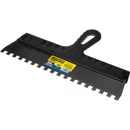 Шпатель STAYER &quot;PROFESSIONAL&quot; нержавеющий зубчатый с пластмассовой ручкой, 350мм, зуб 10х10мм 1009-35-10 купить в Челябинске