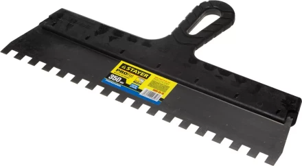 Шпатель STAYER &quot;PROFESSIONAL&quot; нержавеющий зубчатый с пластмассовой ручкой, 350мм, зуб 10х10мм 1009-35-10 купить в Челябинске