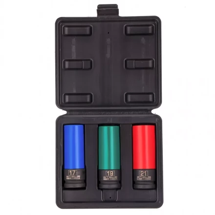 Набор головок ударных 6-гранных удлиненных для колесных дисков 17 19 21 мм 1/2&quot; 3 предмета Stels 13953 купить в Челябинске