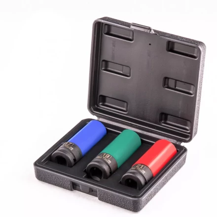 Набор головок ударных 6-гранных удлиненных для колесных дисков 17 19 21 мм 1/2&quot; 3 предмета Stels 13953 купить в Челябинске