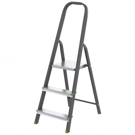 Стремянка 3 ступени стальной Профиль алюминиевые ступени Россия Сибртех 97953 купить в Челябинске