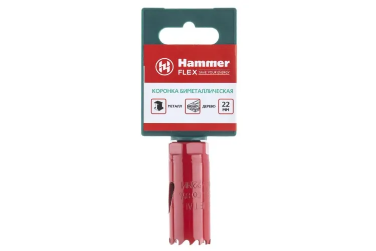 Коронка биметаллическая HAMMER Ф22х38мм 5/8" BiMETALL (224-003) купить в Челябинске