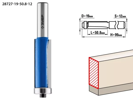 ЗУБР 19 x 50.8 мм, хвостовик 12 мм, фреза кромочная с нижним подшипником, Профессионал (28727-19-50.8-12) купить в Челябинске