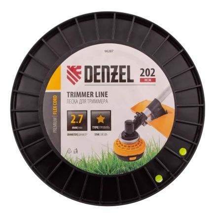 Леска для триммера звезда, 2,7мм х 202м, на DIN катушке FLEX CORD// Denzel 96287 купить в Челябинске