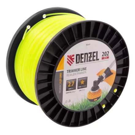 Леска для триммера звезда, 2,7мм х 202м, на DIN катушке FLEX CORD// Denzel 96287 купить в Челябинске