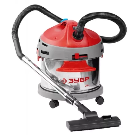 Пылесос ЗУБР сухая и влажная уборка, нержавеющая сталь, усиленное основание, розетка до 2000Вт, 20л, 1400Вт ЗППУ-1400-20 купить в Челябинске