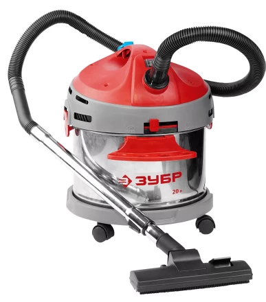 Пылесос ЗУБР сухая и влажная уборка, нержавеющая сталь, усиленное основание, розетка до 2000Вт, 20л, 1400Вт ЗППУ-1400-20 купить в Челябинске