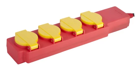 Удлинитель силовой &quot;СТРОИТЕЛЬ&quot;, 5 м, 3500 Вт, 4 гнезда, с крышками, ПВС 3x1 мм2 СВЕТОЗАР SV-55044-5 купить в Челябинске