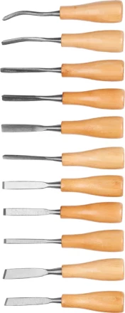 Набор DEXX: Стамески фигурные &quot;МИНИ&quot; с деревянной ручкой, 11шт 1834-H11_z01 купить в Челябинске