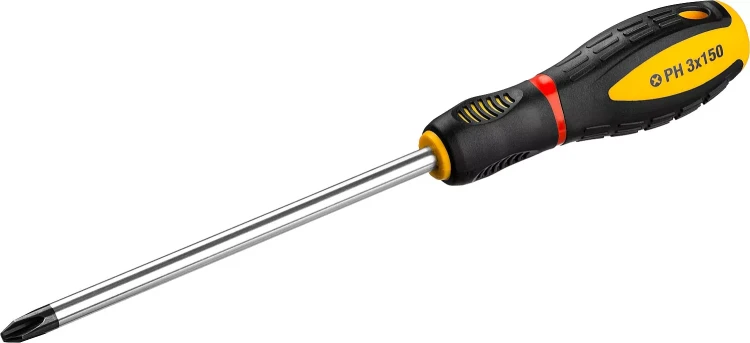 Отвертка STAYER "PROFI" "PROTech", двухкомп рукоятка, намагниченная, Cr-Mo, PH3x150мм 25132-3-15_z02 купить в Челябинске
