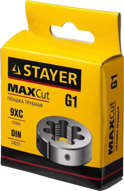 Плашка круглая ручная STAYER "MASTER", сталь 9ХС, для трубной резьбы G 1`` 28029-1 купить в Челябинске