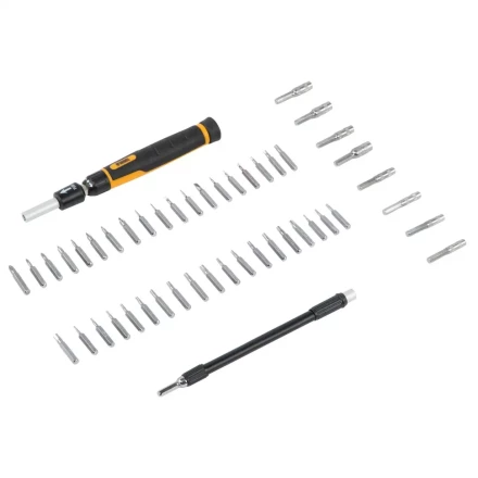 Отвертка с набором бит и торцевых головок для точных работ Denzel 7711599, гибкий привод, 48 шт, CrMo купить в Челябинске