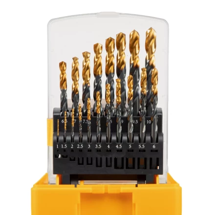 Набор сверл по металлу, 1-10 мм, HSS-Tin, Golden Tip, 19 шт Denzel 72321 купить в Челябинске