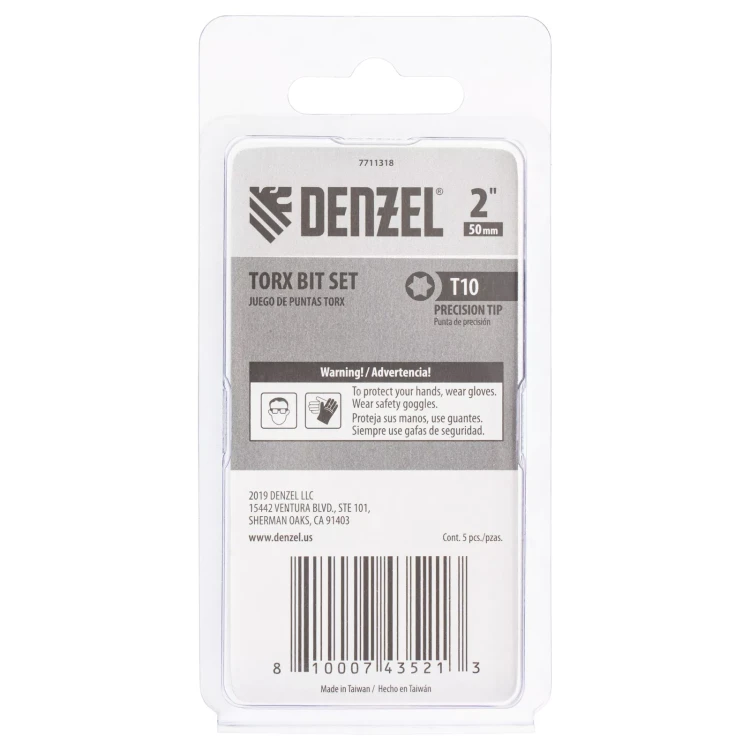 Бита T10x50, 5 шт. Denzel 7711318 купить в Челябинске