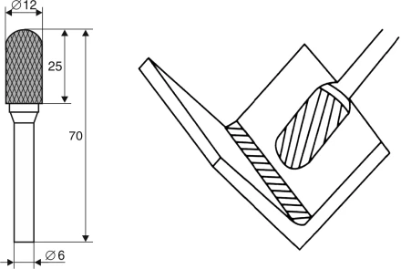 Борфреза Цилиндрическая cо сферическим концом C 6х12 Энкор 21705 купить в Челябинске