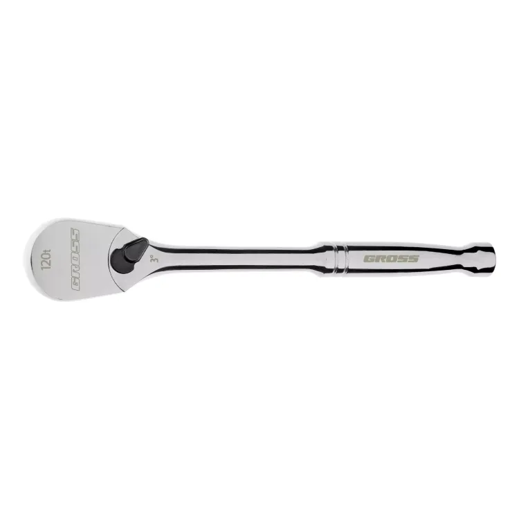 Ключ-трещотка 3/8" Gross 14051, CrV, 120 зубьев, цельнометаллический, хром купить в Челябинске