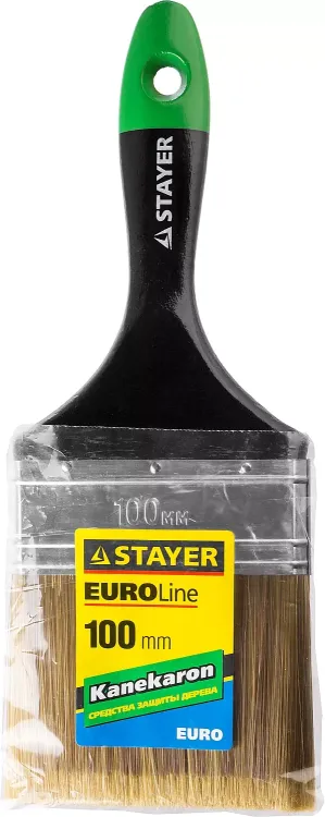 STAYER “KANEKARON-EURO”. Кисть плоская, искусственная щетина, деревянная ручка, 100мм 0106-100 купить в Челябинске
