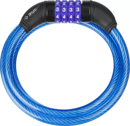 Замок ЗУБР &quot;ПРОФЕССИОНАЛ&quot;, тросовый, кодовый, с изменяемым кодом, длина троса - 1200мм, d 10мм 37262-120 купить в Челябинске