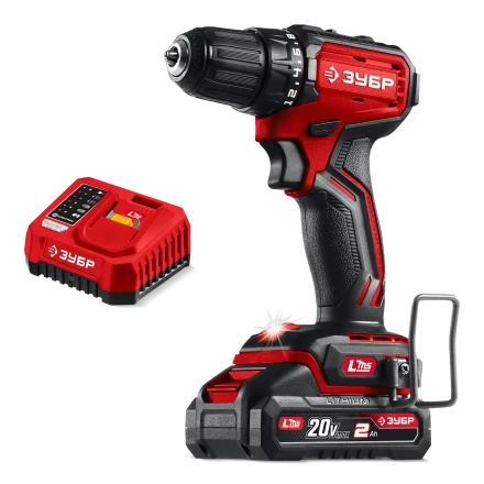 ЗУБР 20 В, 45 Нм, 1 АКБ LMS (2 Ач), бесщеточная дрель-шуруповерт (ДБ-45-21) купить в Челябинске