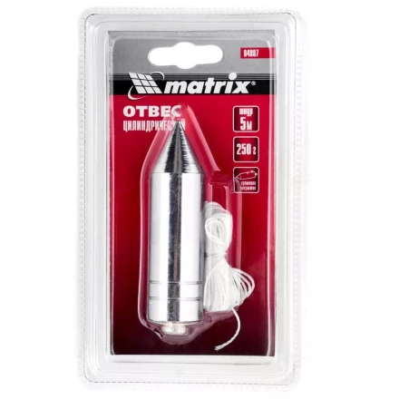 Отвес цилиндрический 250 г шнур 5 м Matrix 84887 купить в Челябинске