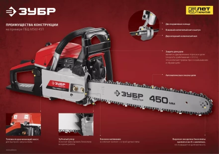 Бензиновая пила (бензопила) ПБЦ-М450 40П серия МАСТЕР купить в Челябинске