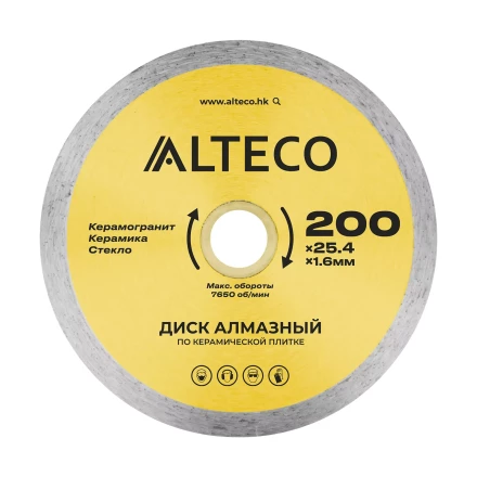 Диск алмазный по керамической плитке ALTECO 200x25.4x1.6 мм 66527 купить в Челябинске