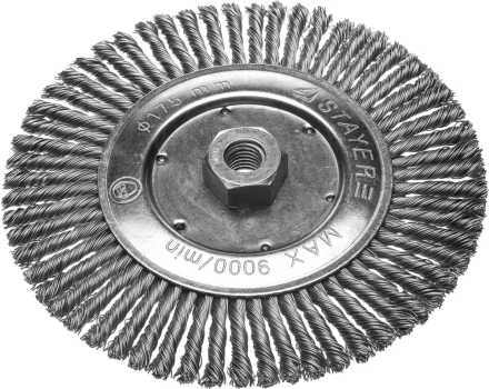 ЗУБР "ПРОФЕССИОНАЛ". Щетка дисковая для УШМ, плетеные пучки стальной проволоки 0,5мм, 175ммхМ14 35192-175_z02 купить в Челябинске