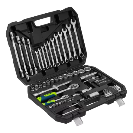 Набор инструментов Сибртех 13396 , 1/2&quot;, 1/4&quot;, пластиковый кейс 89 предметов купить в Челябинске