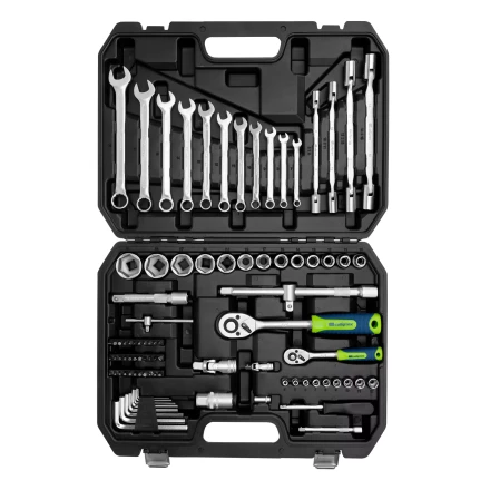 Набор инструментов Сибртех 13396 , 1/2&quot;, 1/4&quot;, пластиковый кейс 89 предметов купить в Челябинске